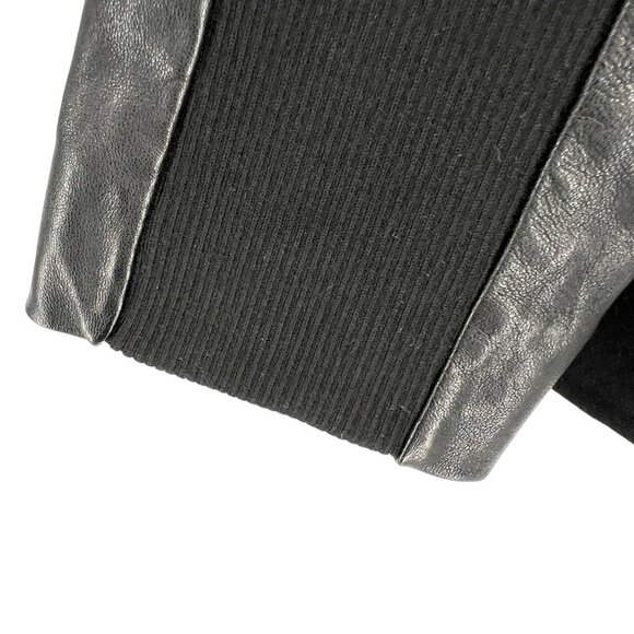 Vince Leather Sleeve Black Open Front Jacket Size Large - Picture 9 of 15